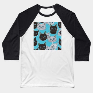 Black And White Cats Pattern Baseball T-Shirt